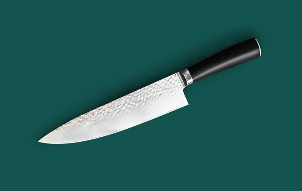 Cuchillo Chef Para Cocina Aislado Sobre Fondo Verde — Foto de Stock