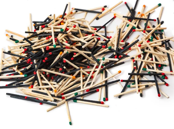 A lot of matches are mixed, of different color — Stock Photo, Image