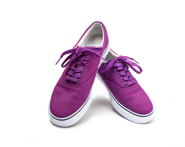 Пара розового цвета холст обувь изолированы на белом — стоковое фото