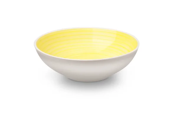 Leere gelbe Keramikteller mit Spiralmuster in Aquarell — Stockfoto