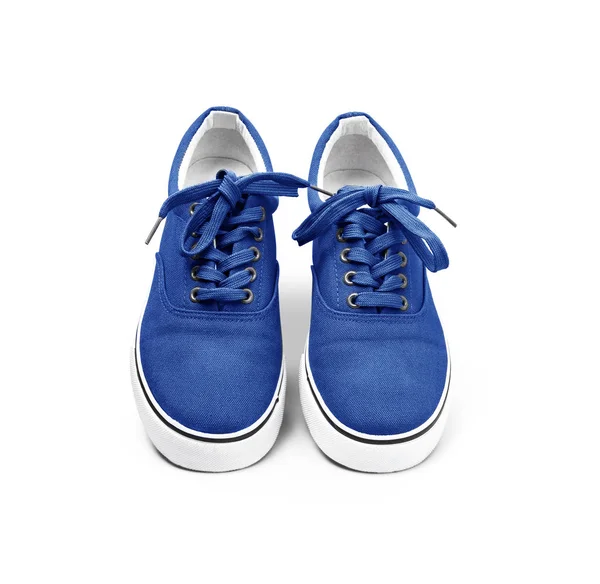 흰색에 고립 된 파란색 캔버스 신발 한 켤레 — 스톡 사진