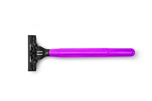 Rasiermesser in rosa Farbe. Studioaufnahme isoliert auf Weiß — Stockfoto
