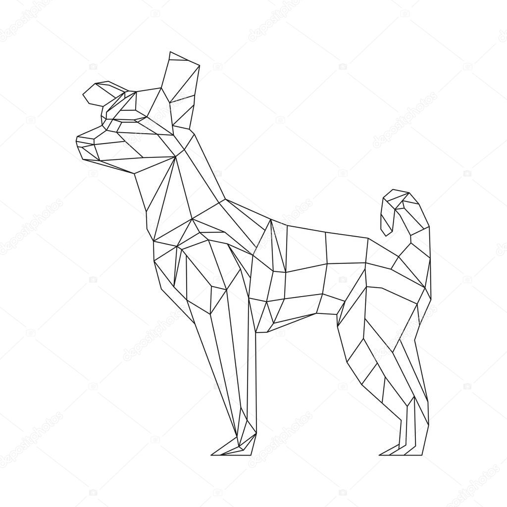 Vector polygonal triangular illustration of a dog