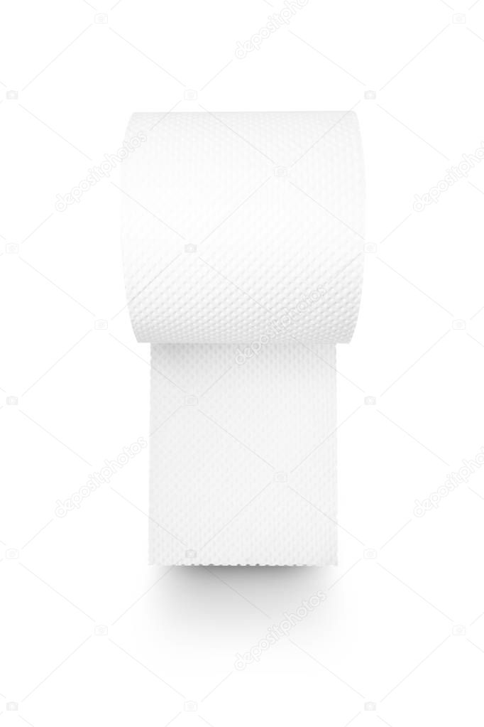 White tissue paper roll isolated on white background