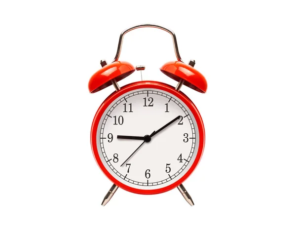 Red alarm clock isolated on white — Stock Photo, Image