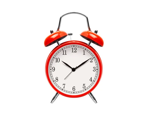 Red alarm clock isolated on white — Stock Photo, Image