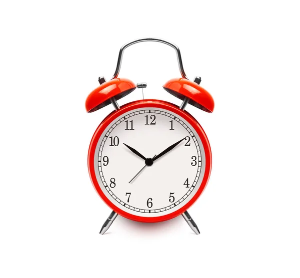 Red alarm clock isolated on white — Stock Photo, Image