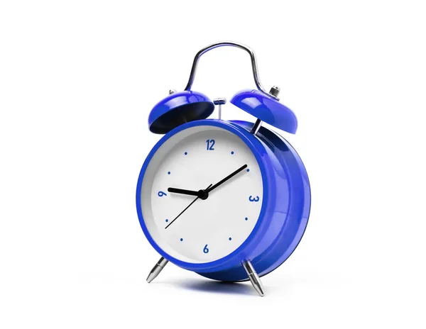 Reloj despertador azul aislado en blanco — Foto de Stock