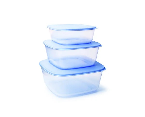 Beyaz arka plan üzerinde izole plastik gıda saklama kapları