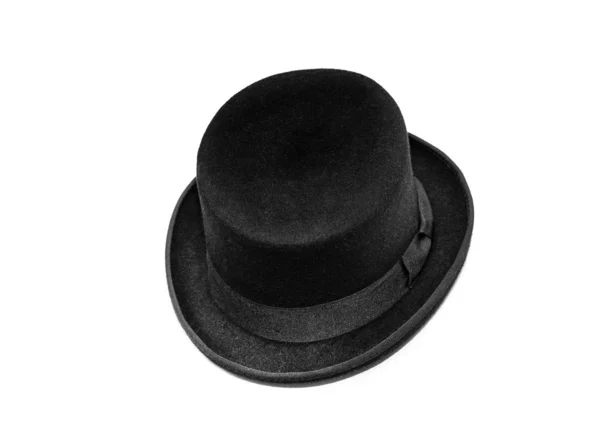 Chapéu superior preto isolado no fundo branco — Fotografia de Stock