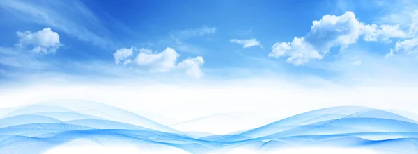 Abstract Wave Horizontal Lines Blue Sky Clouds Background — Stock Photo, Image