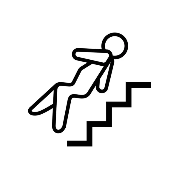 Caindo Ícone Contorno Das Escadas Homem Cai Ícone Contorno Escada —  Vetores de Stock