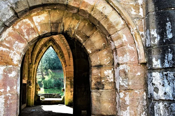 Abadia Fountains Studley Royal Waters Jardins Ripon North Yorkshire Inglaterra — Fotografia de Stock