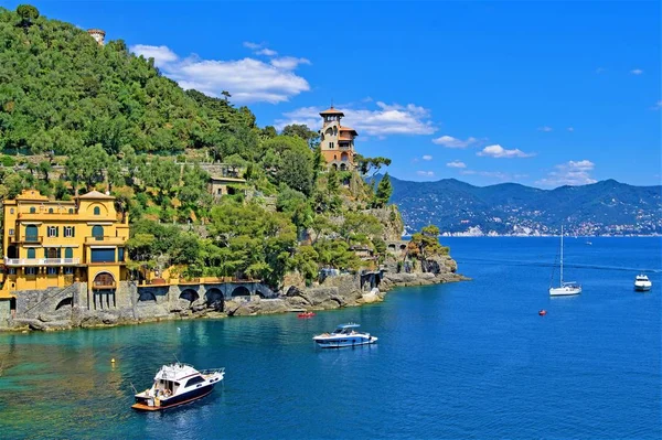 Portofino Pueblo Pesquero Costa Riviera Italiana Sureste Ciudad Génova Tiene — Foto de Stock