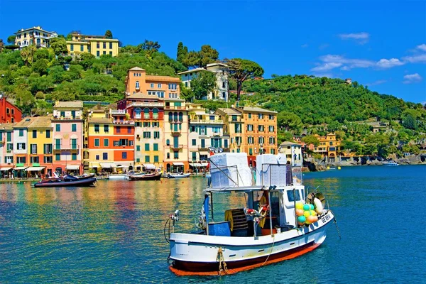 Portofino Ist Ein Fischerdorf Der Italienischen Riviera Südöstlich Von Genua — Stockfoto