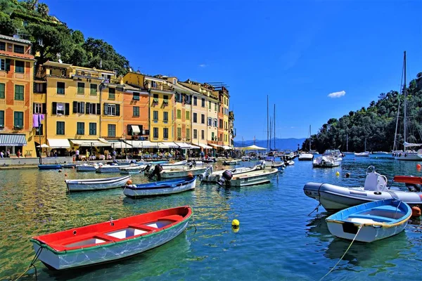 Portofino Pueblo Pesquero Costa Riviera Italiana Sureste Ciudad Génova Tiene — Foto de Stock