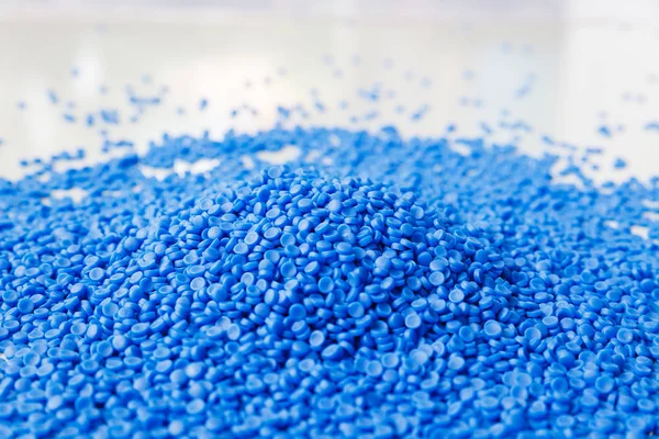 Close-up of plastic polymer granules, polymer plastic, polymer p