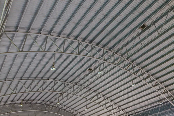 Steel roof structure. Moonlight bulb. Steel structure with roof