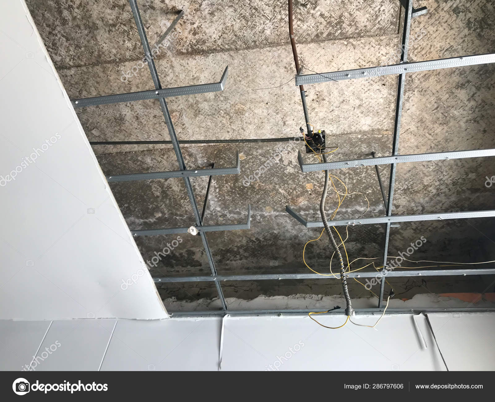Ceiling Panels Damaged Hole In The Roof Of House Ceiling Is