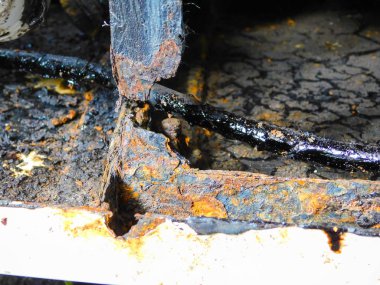 Demir üzerinde Rust, doku için metal çok renkli yakın çekim pas