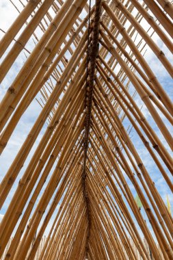 Bambu kulübeleri yapısı. Bambu kulübesi. Yaşayan bambu kulübeleri. TH