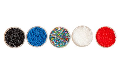 Plastik polimer granüllerin yakın çekim. polimer plastik. Bileşik 