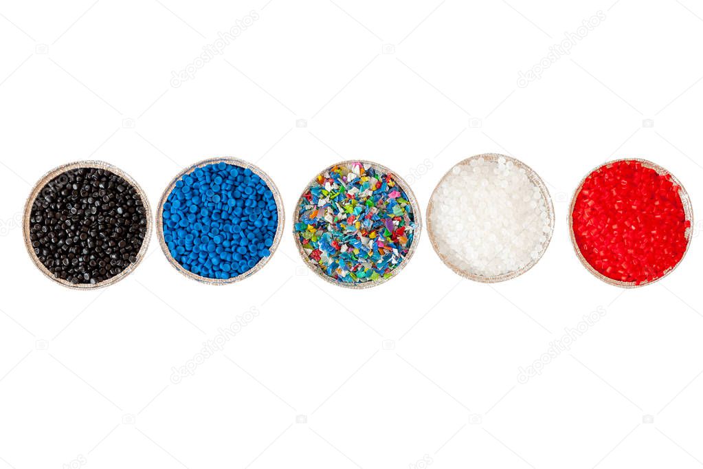 Close-up of plastic polymer granules. polymer plastic. compound 