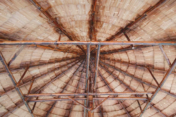 Bambuszkunyhók Szerkezete Bambusz Kunyhó Bambuszkunyhók Élethez Tető Egy Része Bambuszból — Stock Fotó