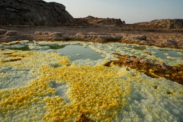 Pôr Sol Dalol Danakil Dessert Etiópia Dos Lugares Mais Quentes — Fotografia de Stock