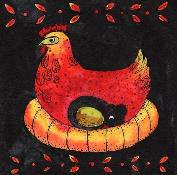 Tavuk, fare ve altın yumurta ile İllüstrasyon