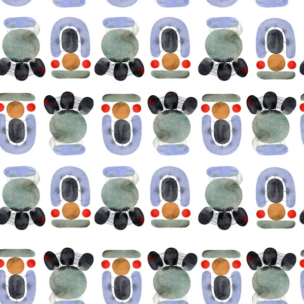 Retro tarzda suluboya dikişsiz geometrik desen