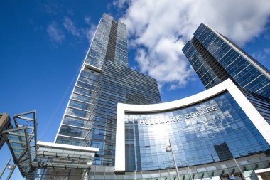 Toronto, Kuzey York, Kanada-11 Ekim 2018: Toronto şehir merkezinin dışındaki ikincil ekonomik merkez olan Toronto Metropolitan Toronto 'nun (GTA) bir parçası olan Kuzey York' un panoramik manzarası