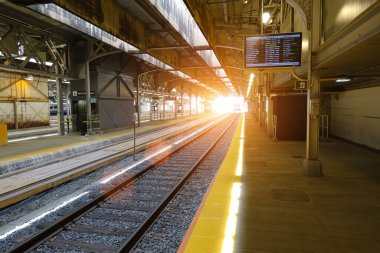 Toronto, Ontario, Kanada-27 Haziran 2017: Toronto Union istasyon terminali ve tren yolları