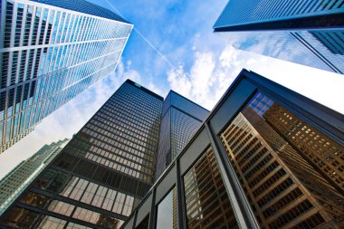 Toronto, Ontario, Kanada-20 Nisan 2018: Toronto şehir merkezi binaları ve finansal bölge silueti