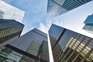 Toronto, Ontario, Kanada-20 Nisan 2018: Toronto finans bölgesi ufuk çizgisi modern mimari