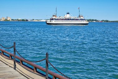 Toronto, Ontario, Kanada-10 Mayıs 2019: Toronto Adaları Feribotu Toronto Adaları ve Hanlans Point 'e yolcu getiriyor