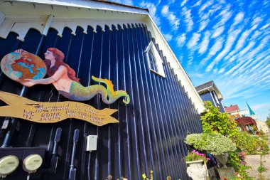 Elora, Ontario, Kanada-15 Eylül 2017: Güzel Elora Caddeleri tarihi merkezde