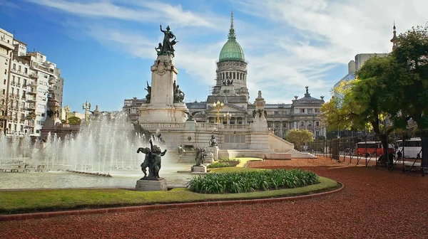 Buenos Aires Edificio Del Congreso Nacional Atardecer — Foto de Stock