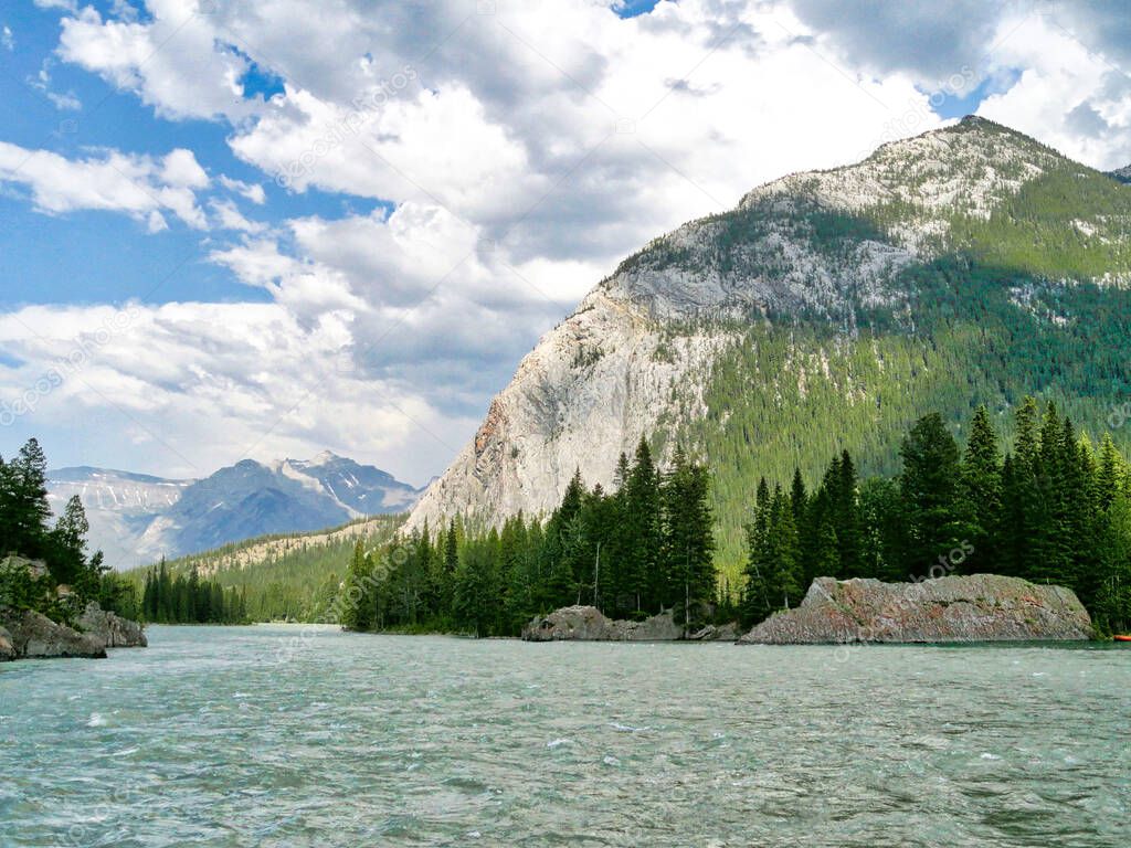 Bow River scenic landscapes in Banff, Alberta