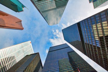Toronto, Ontario, Kanada-20 Nisan 2018: Toronto şehir merkezi binaları ve finansal bölge silueti