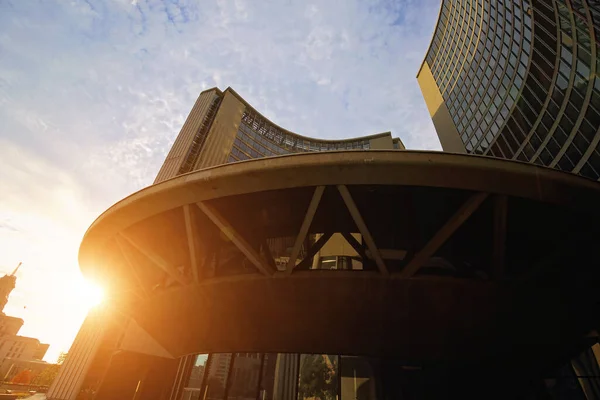 Toronto Canadá Marzo 2018 Ayuntamiento Toronto Nathan Phillips Square Atardecer — Foto de Stock