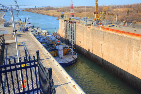 Welland Ontario April 2018 Ships Passing Welland Canal — Stock Photo, Image