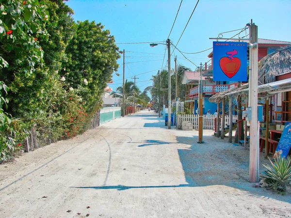 Belize Caye Caulker Sierpnia 2016 Ulice Caye Caulker Pobliżu Plaż — Zdjęcie stockowe