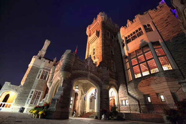 Toronto Híres Casa Loma Kastély Éjszaka — Stock Fotó