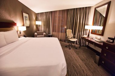 Mexico City, Mexico-20 Nisan 2018: Tarihi şehir merkezine yakın lüks bir Hilton Oteli 'nde oda