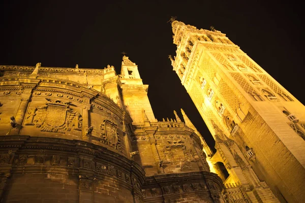 Katedralen Sevilla Santa Maria Natten — Stockfoto