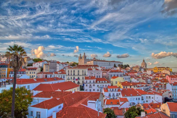 Scenic Alfama Kilátó San Vicente Saint Vincent Szobor Sao Vicente — Stock Fotó