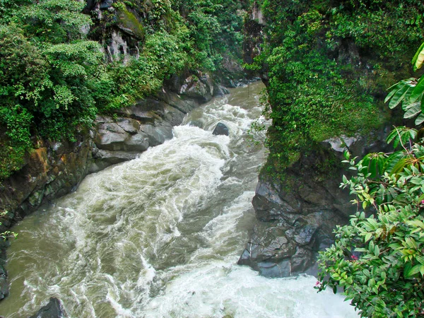 Ecuador Banos Scenic Pailon Del Diablo Canyon Cascate — Foto Stock