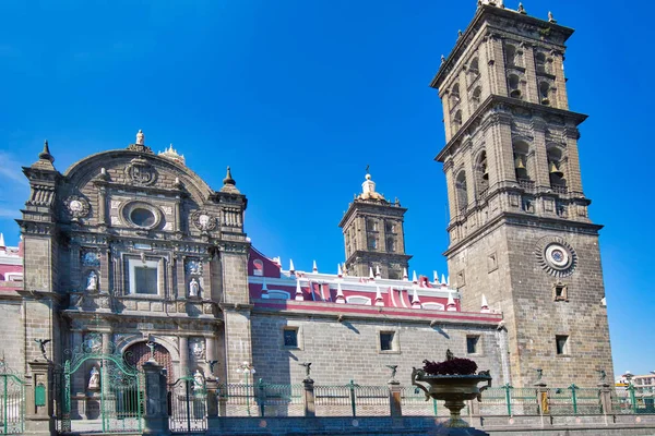 Mexico Puebla Cathedral Central Plaza Zocalo Historic City Center — стокове фото
