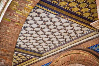 Seville, İspanya-14 Ekim 2017: Plaza De Espana, Seville, Mimari Detaylar ve Süsler